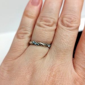 Size 6 Brighton small silver & light blue crystal stone ring